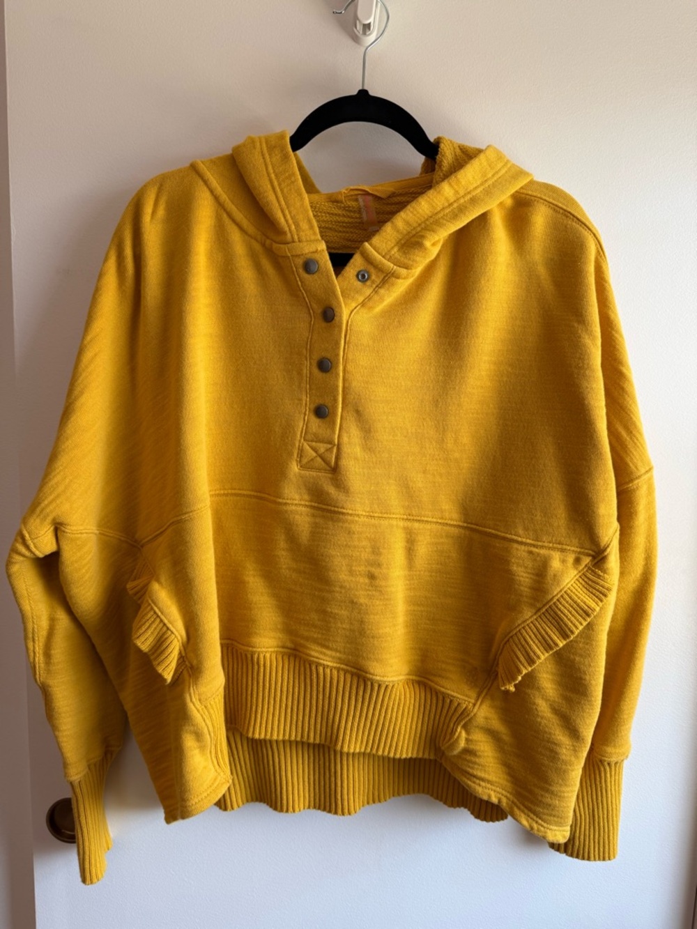 FP Movement by Free People Yellow Hooded Snap-Popover Sweater